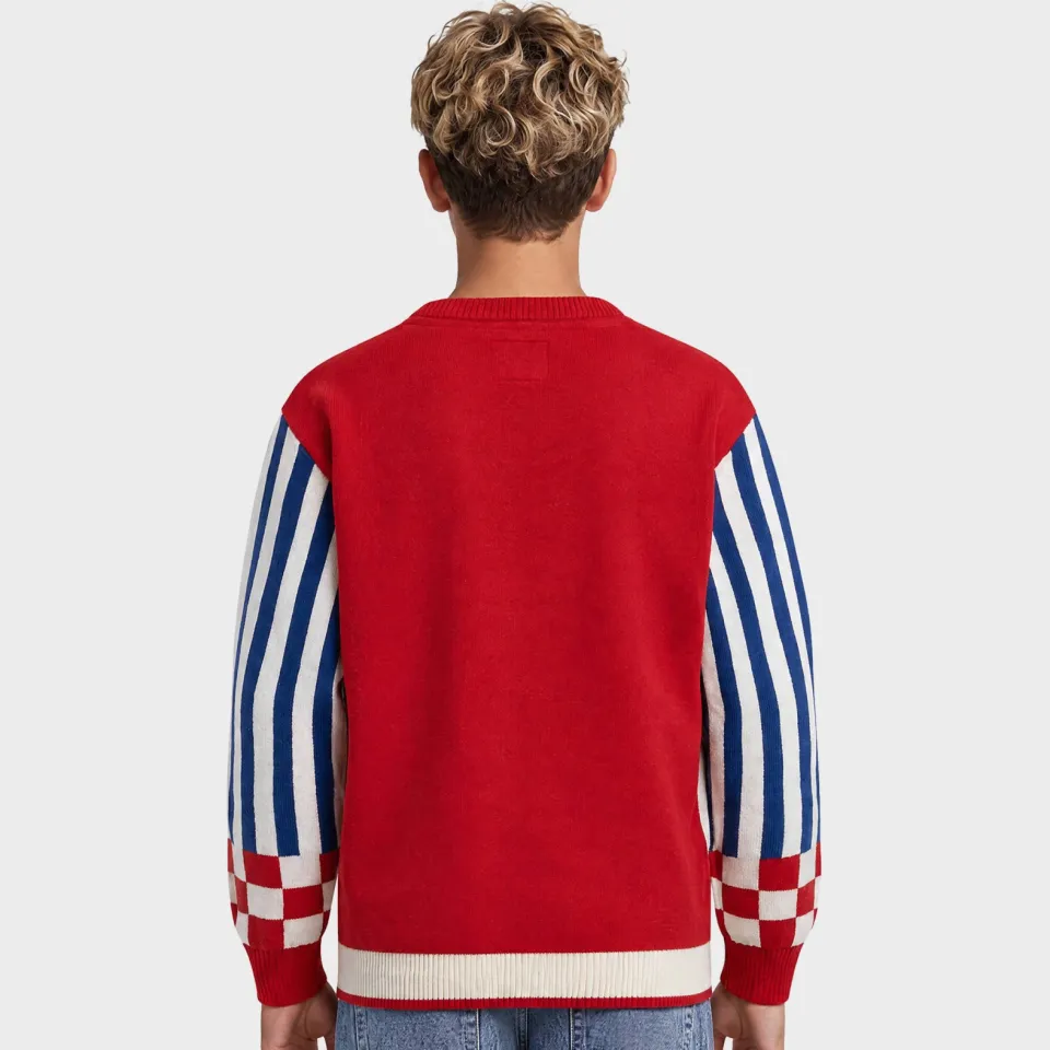 Redefined Rebel sweater met tekst - rood/blauw/wit, foto 5