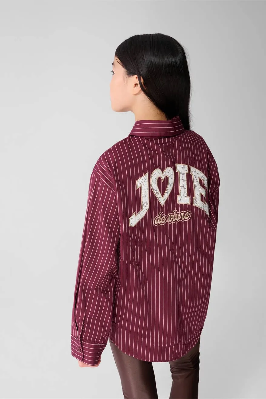 Shoeby oversized blouse met krijtstreep donkerrood, foto 8