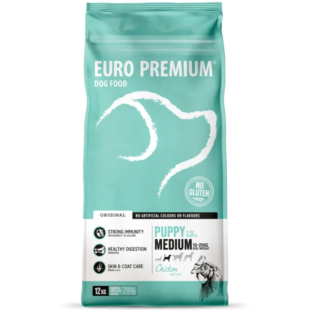 Euro Premium Puppy Medium kip & rijst hondenvoer 12 kg