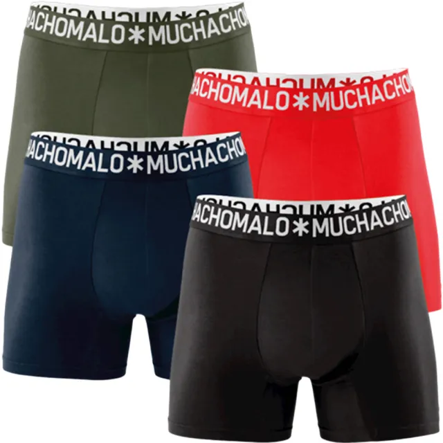 Muchachomalo Solid boxershorts 4-pack zwart/groen/blauw/rood, foto 2