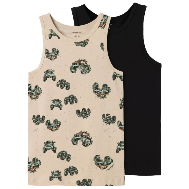 NAME IT hemd beige/zwart set van 2