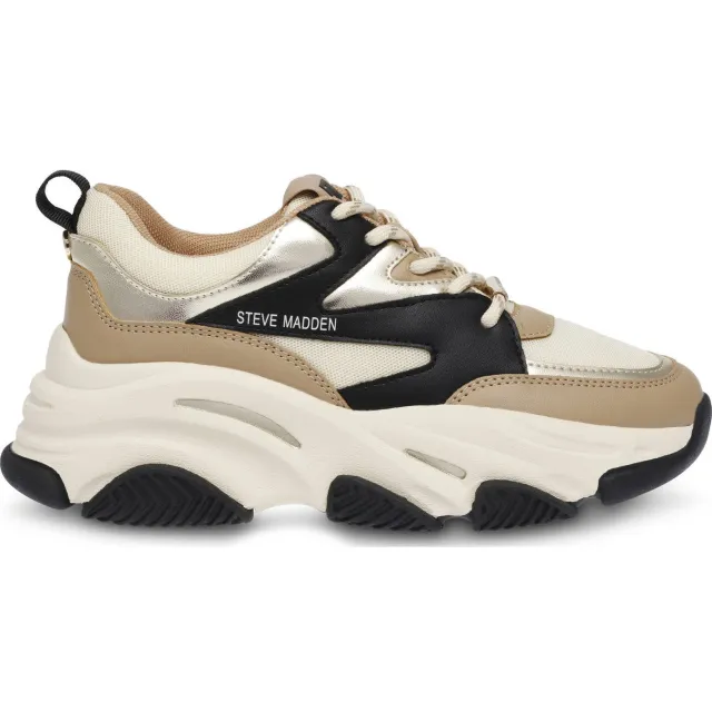 Steve Madden Progressive lage sneakers beige Kaki/zwart
