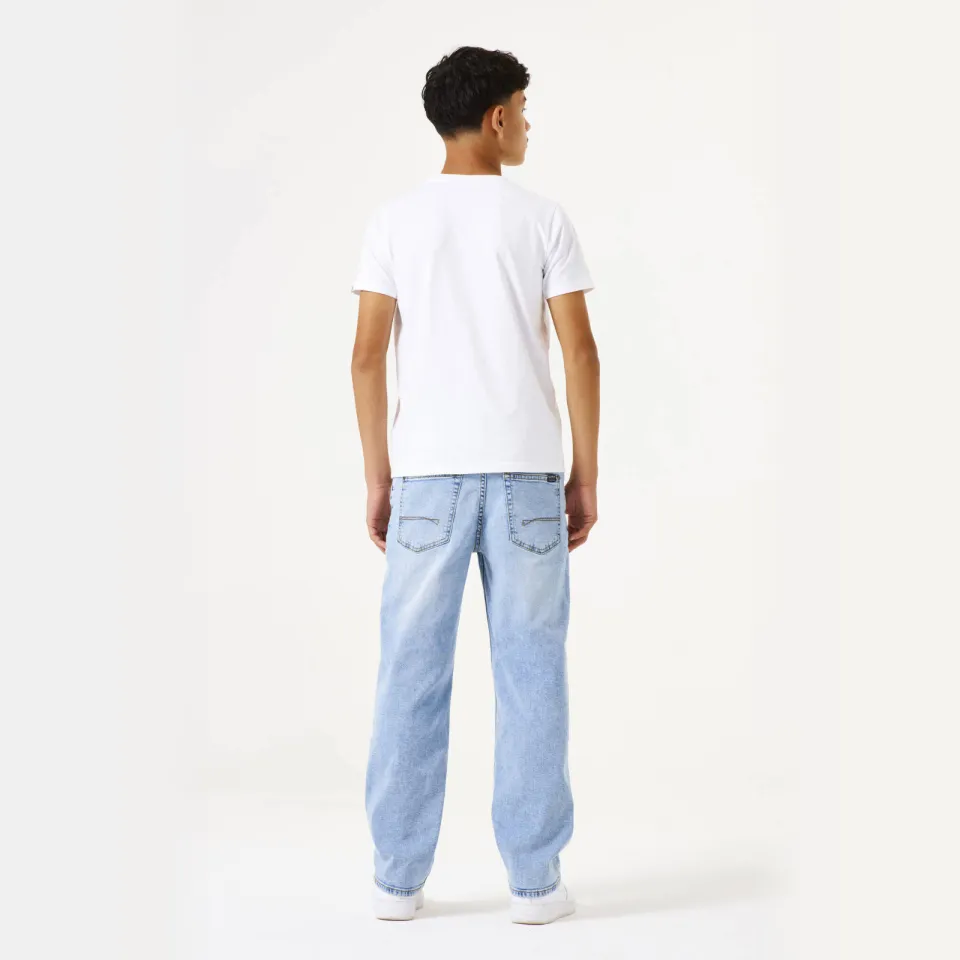 Garcia straight leg jeans high waist light blue denim, foto 4