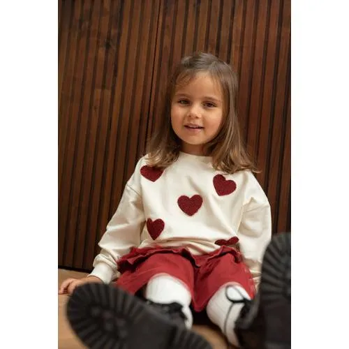 Dirkje rechtvallende sweater met hartjes - wit/rood, foto 3