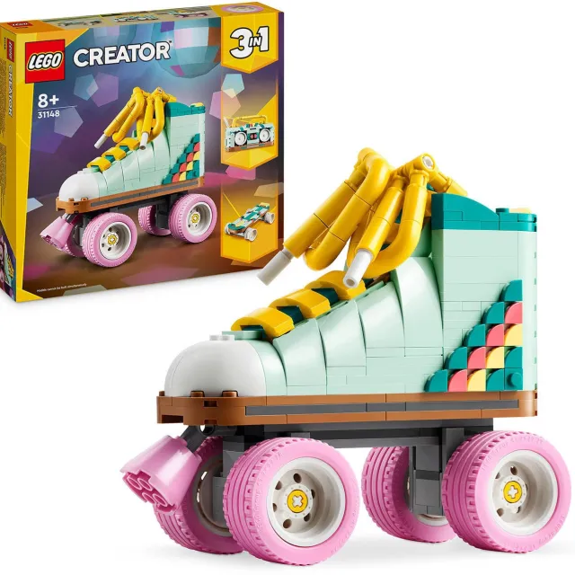 Lego Creator 3in1 LEGO Creator 3-in-1 Retro rolschaats met Mini Skateboard en Gettoblaster Radio Speelgoed 31148