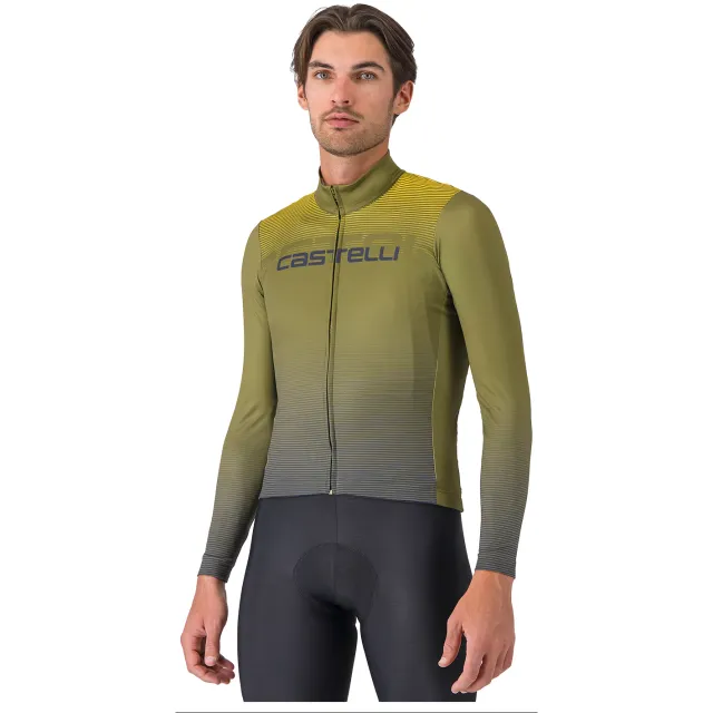 Castelli Apice Thermal fietsshirt lange mouw olijfgroen