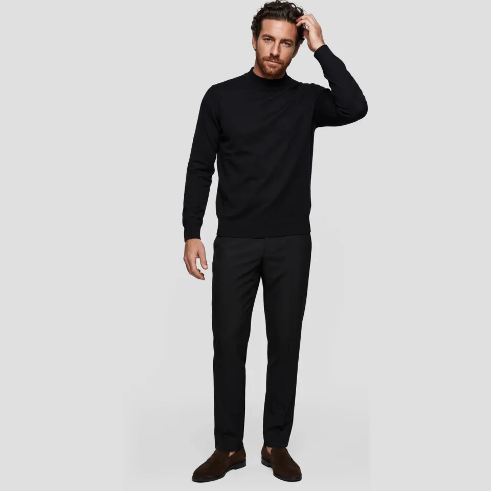 Profuomo wollen regular fit gebreide trui - zwart, foto 4