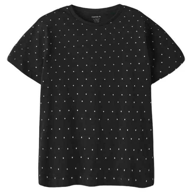 NAME IT T-shirt met stippen zwart Zwart/wit