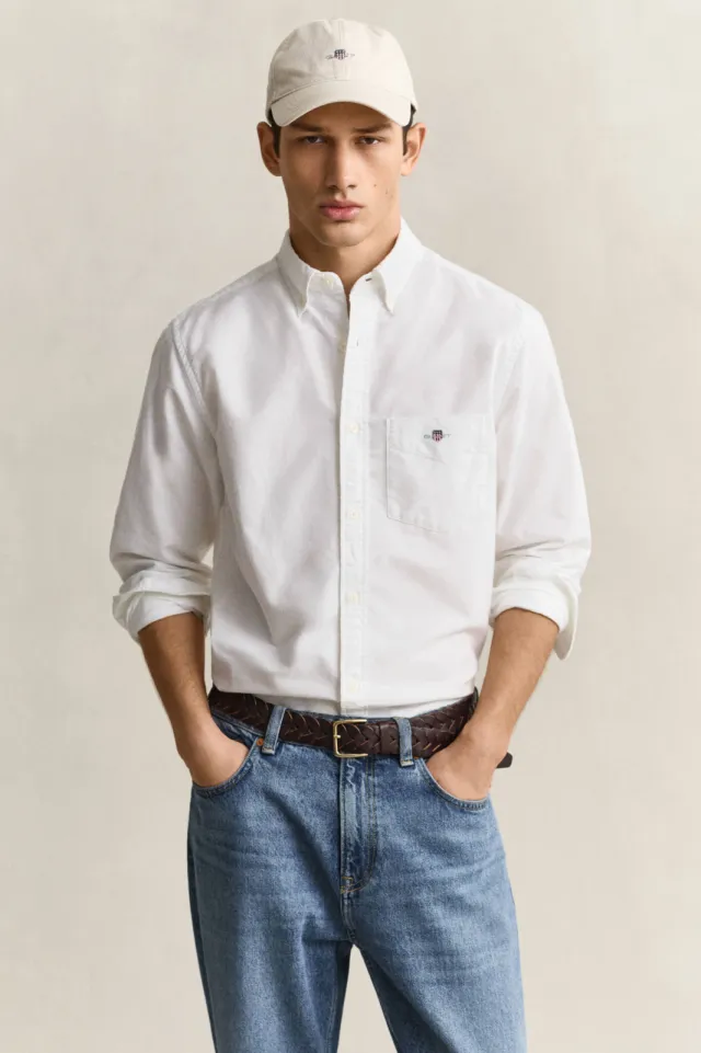 Gant regular fit oxford overhemd wit