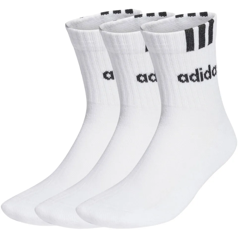 Sokken adidas Chaussettes 3 stripes linear cushioned 3 pack blanc wit/zwart, foto 2