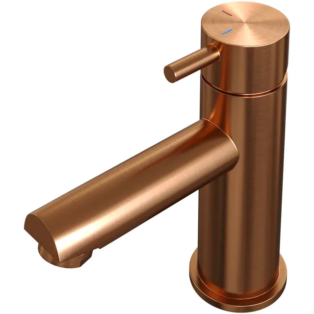 Brauer Wastafelmengkraan Brauer Copper Edition Coldstart Opbouw Laag Korte Ronde Hendel Geborsteld Koper PVD