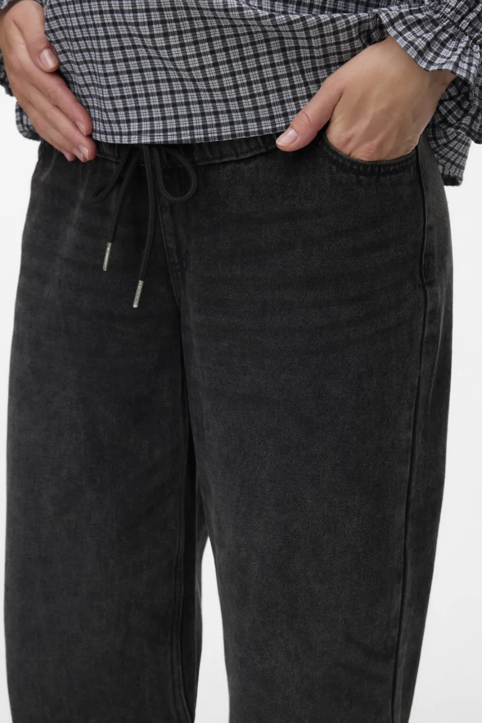 Mamalicious regular waist zwangerschaps regular fit jeans black denim, foto 4