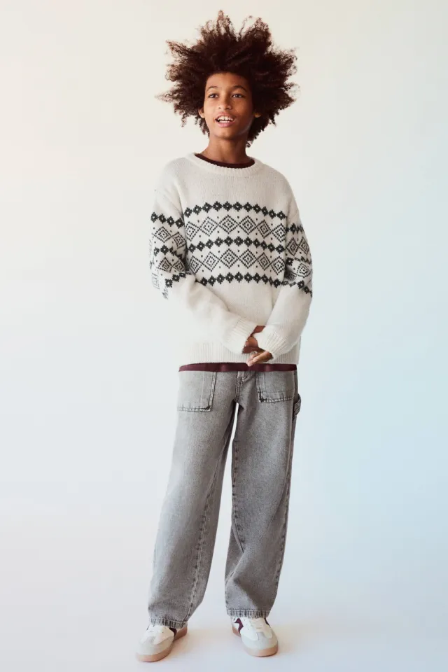 Mango Kids junior wide leg jeans - grijs