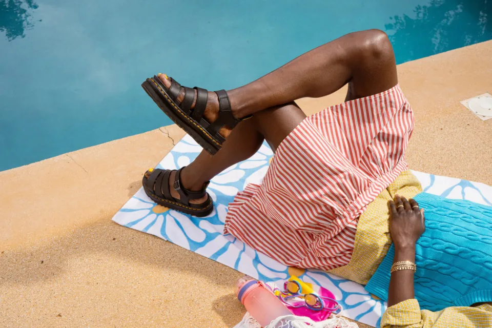 Dr. Martens Blaire leren sandalen Black Athena, foto 6