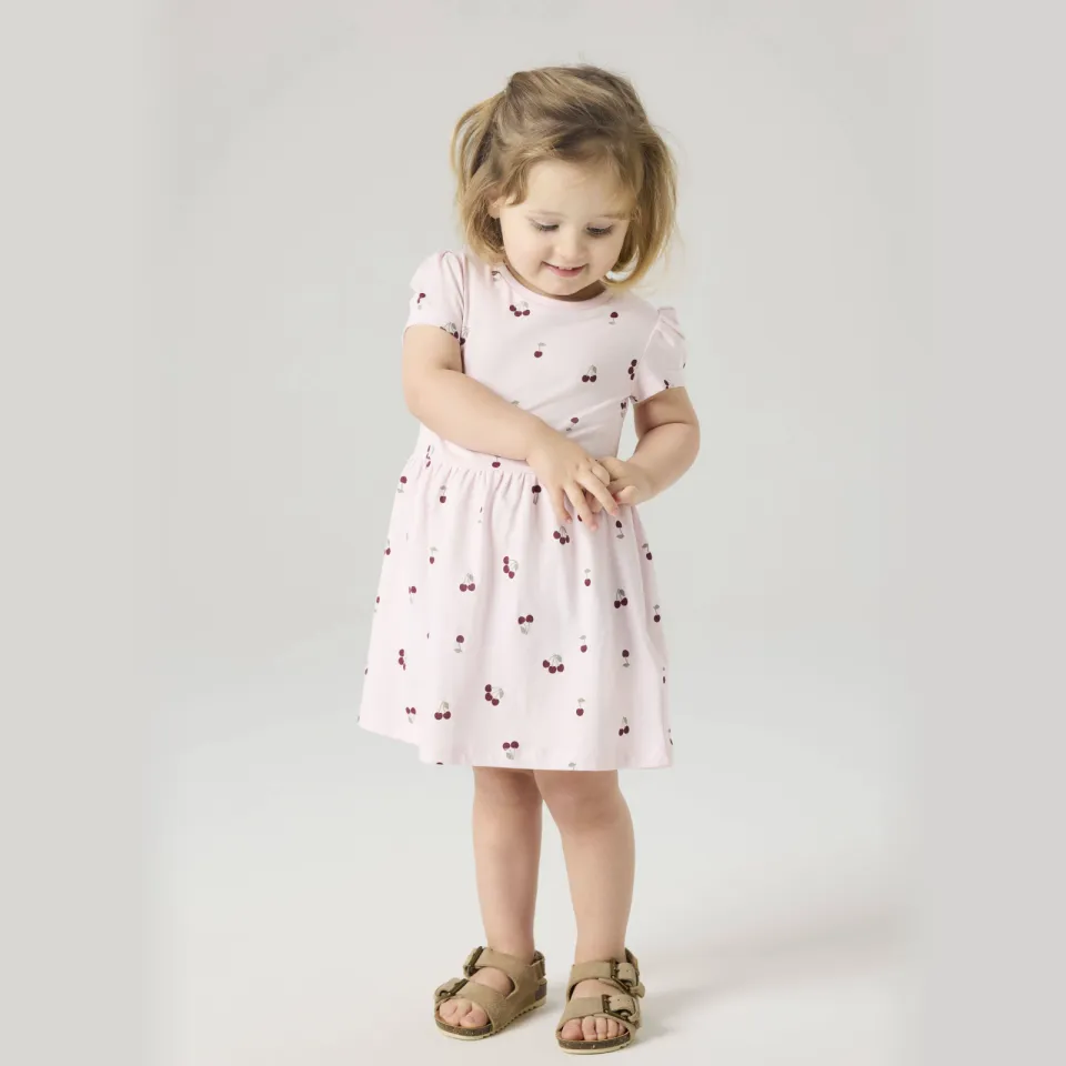 NAME IT MINI midi jurk lichtroze/felroze set van 2
