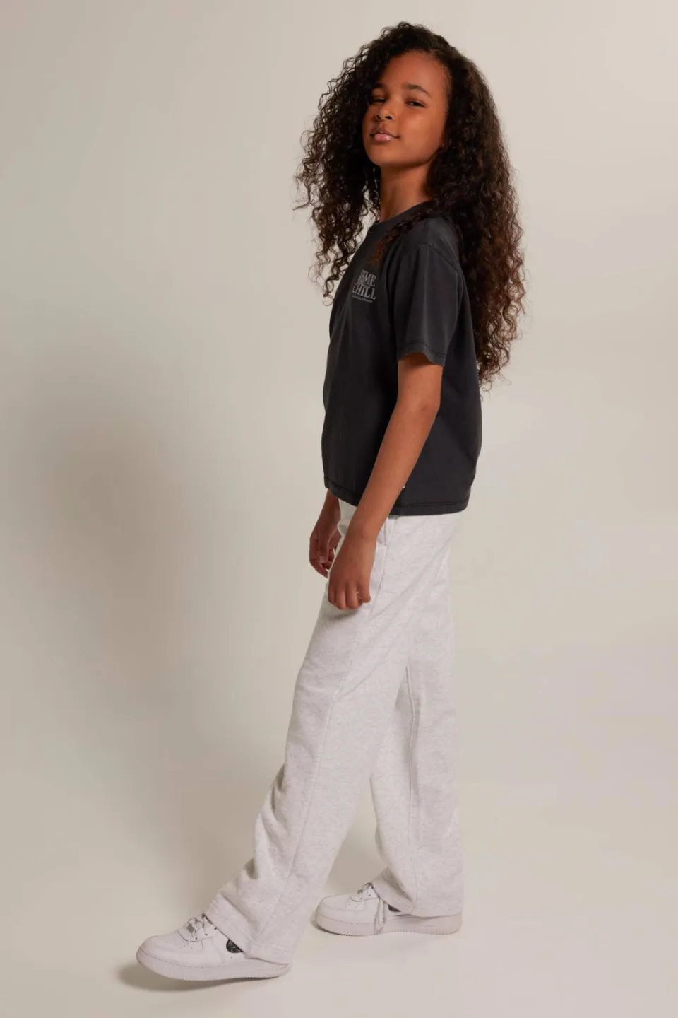 America Today wide leg joggingbroek lichtgrijs light grey melange, foto 3