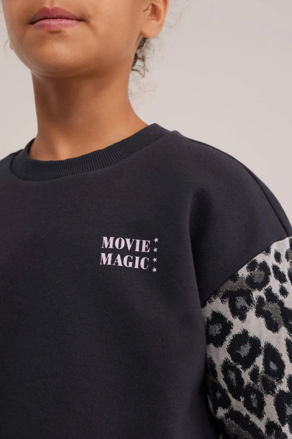 WE Fashion oversized sweater met ruches en panterprint - antraciet, foto 4