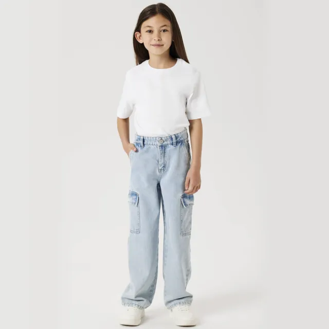 NAME IT KIDS wide leg regular waist jeans light blue bleached