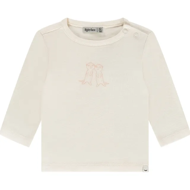 Babyface longsleeve ecru met roze print Ecru/roze