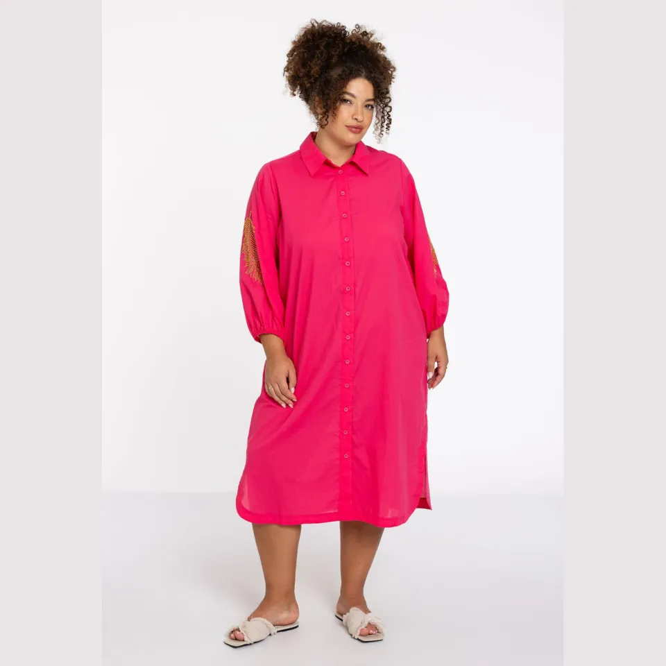 Yoek SOFT geborduurde blousejurk roze, foto 2