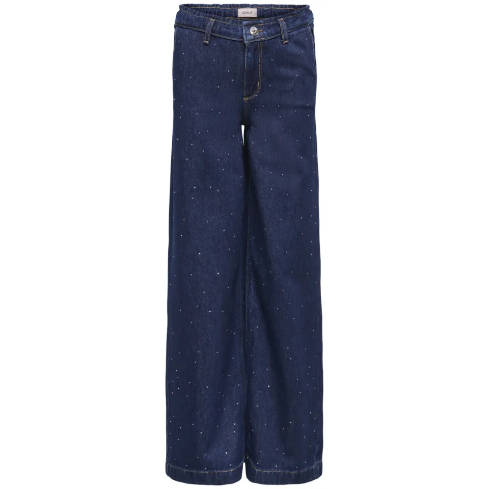 KIDS ONLY GIRL KOGCOMET wide leg jeans met strass-steentjes - donkerblauw, foto 2