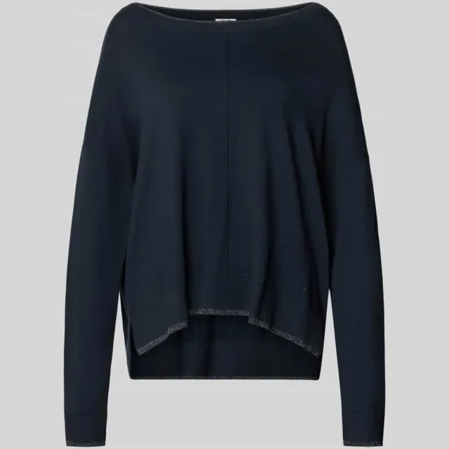 Liu Jo relaxed fit pullover van viscosemix model 'MAGLIA CHIUSA' Donkerblauw