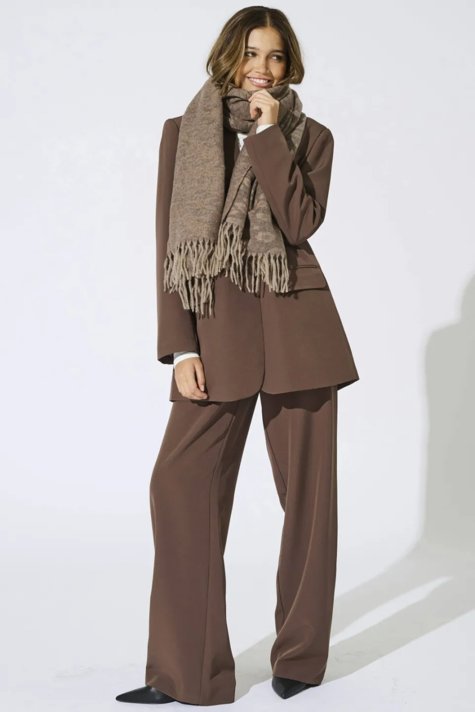 Only ONLLINDA-BERRY wide leg pantalon bruin, foto 4