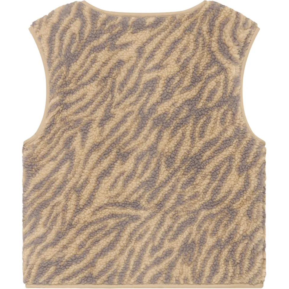 Daily7 teddy rechtvallend gilet met dierenprint - zand, foto 3