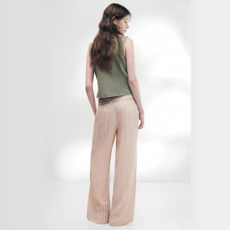 Mango gestreepte pantalon zalm, foto 4
