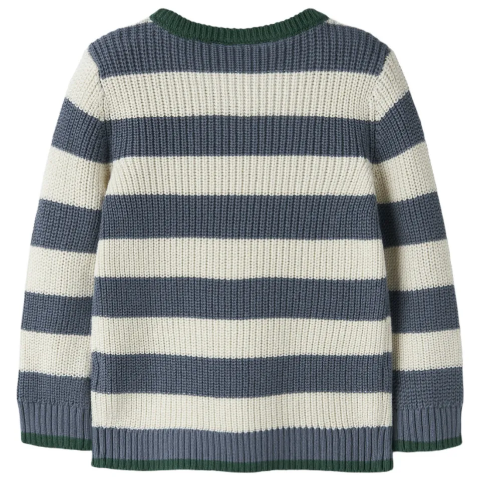 NAME IT MINI katoenen oversized gestreepte gebreide trui - blauw, foto 4