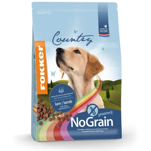 Fokker Country No Grain met lam hondenvoer 13 kg
