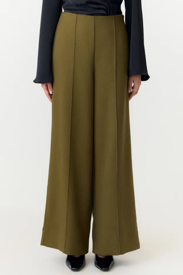 Yas wide leg casual broek - groen, foto 3