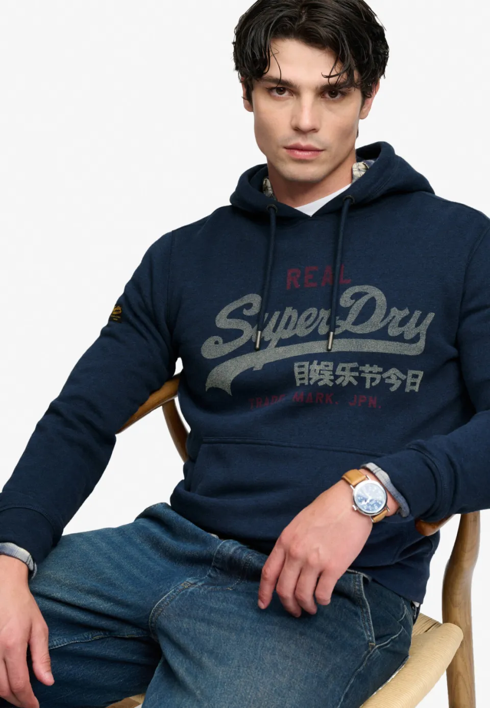 Superdry relaxed fit hoodie met logo - blauw, foto 4