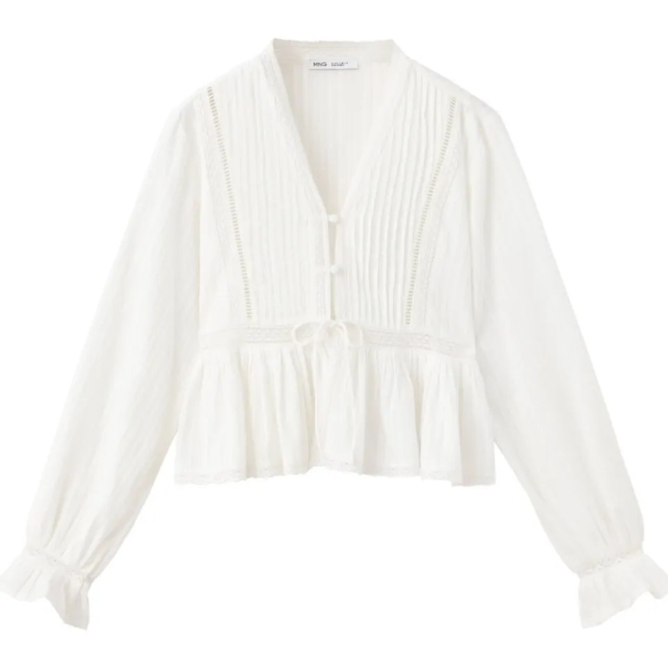 Mango blouse met peplum ecru, foto 3