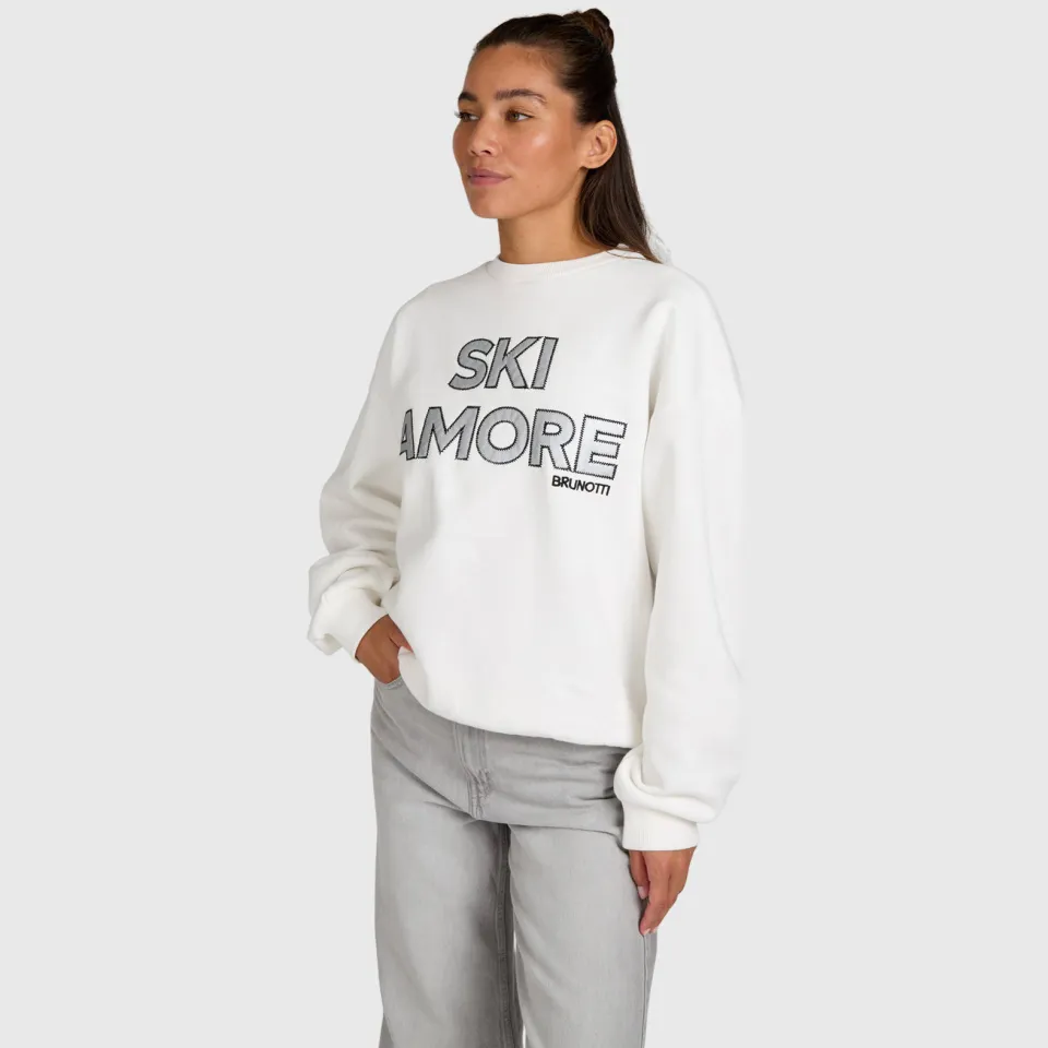 Brunotti katoenen sweater met tekst - wit Wit/zilverkleurig