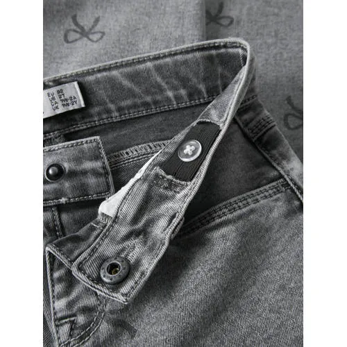 NAME IT MINI NMFBELLA mom jeans met strikjes grey denim, foto 4