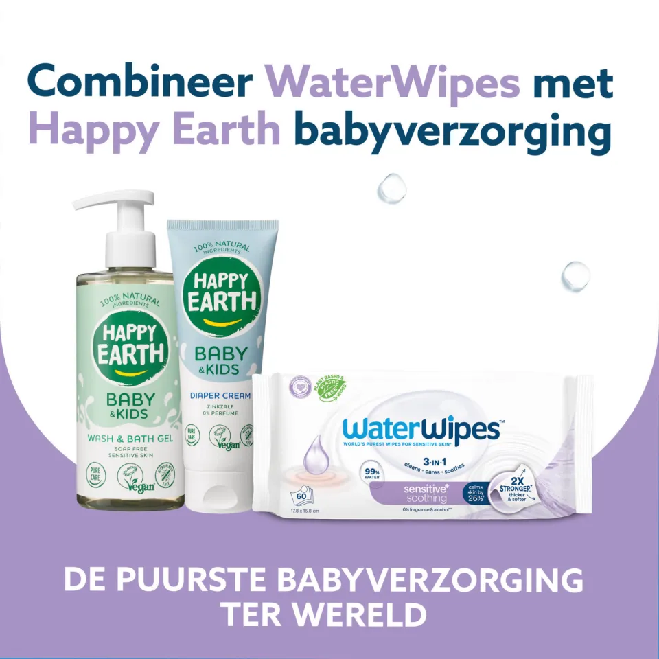 WaterWipes Soothing Clean doekjes - Voordeeldoos 12 x 60 - Plasticvrij - Gevoelige huid, foto 6