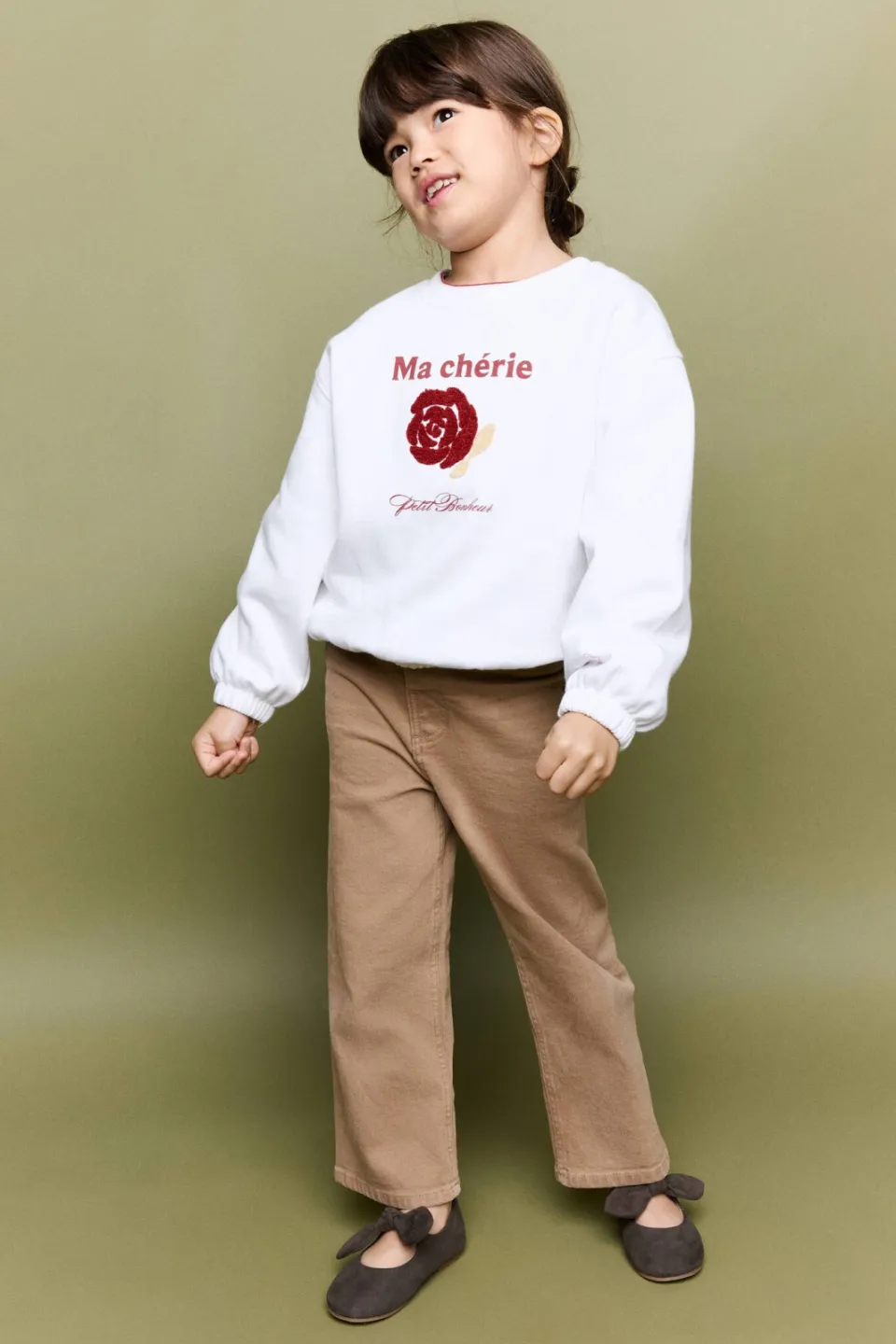 Mango Kids sweater met borduursels - naturel wit