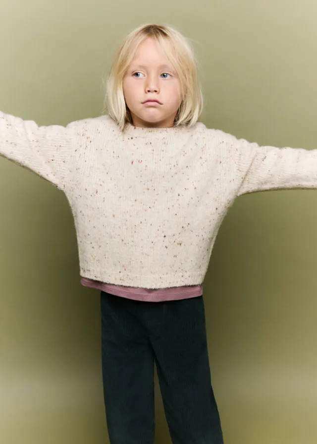 Mango Kids gebreide trui met print - beige