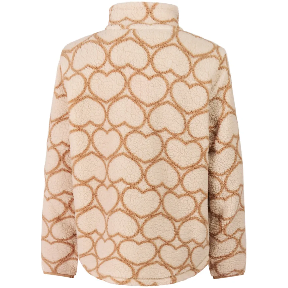 Protest rechtvallende teddy sweater met hartjes - beige, foto 2