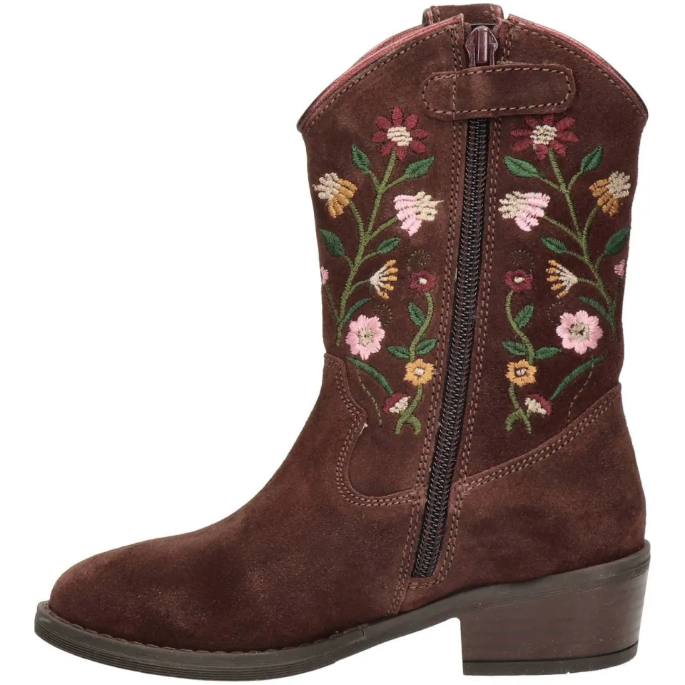 Nelson Kids western suède laarzen met borduursels - donkerrood, foto 3
