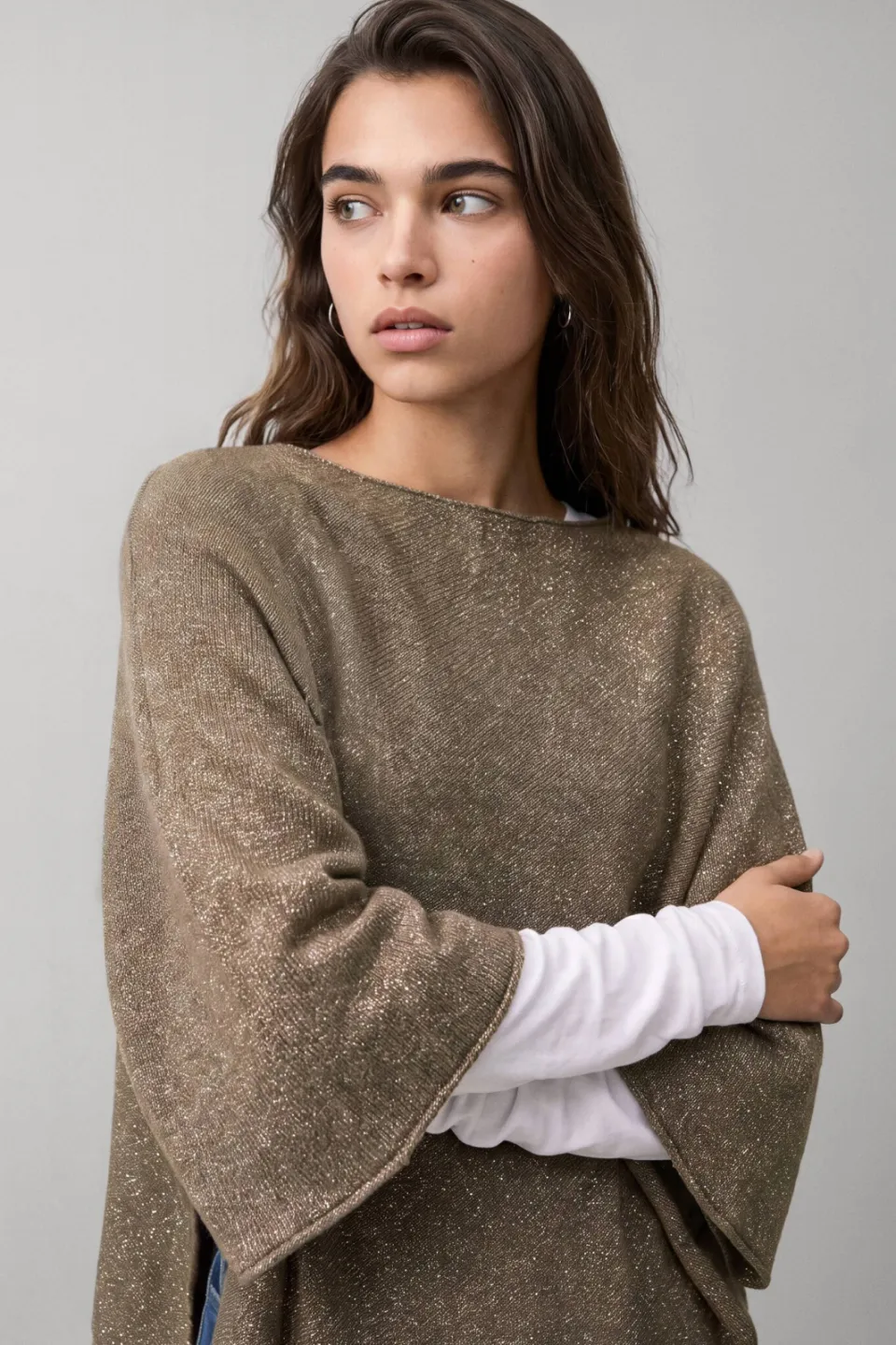 Mango TEEN asymmetrische gebreide cape bruin, foto 6