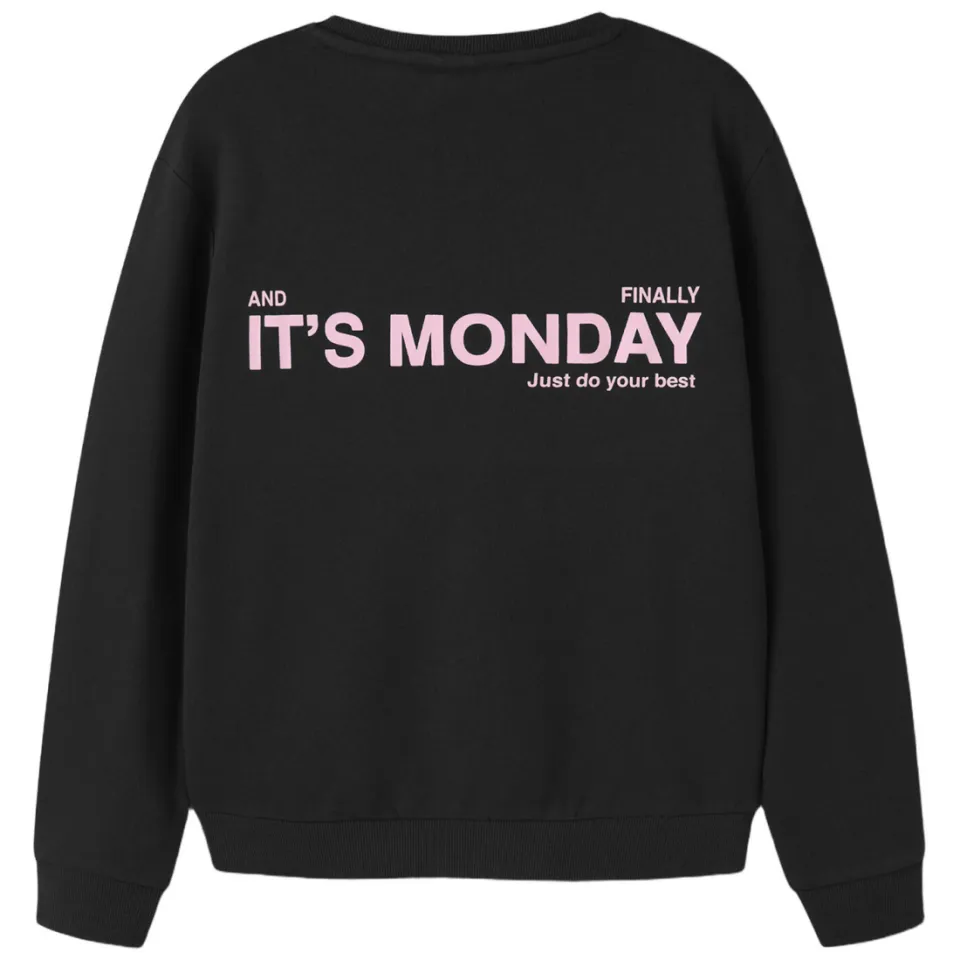 NAME IT KIDS rechtvallende sweater met backprint - zwart, foto 2