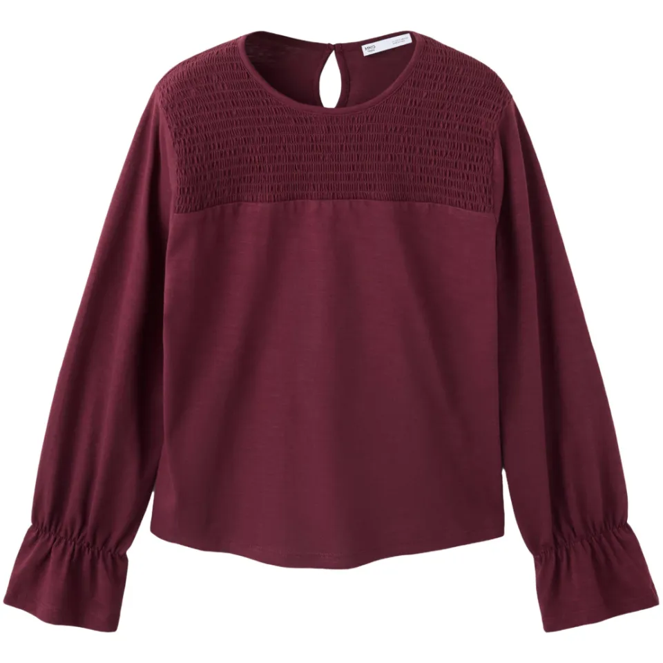 Mango Teen longsleeve met ruches donkerrood, foto 2