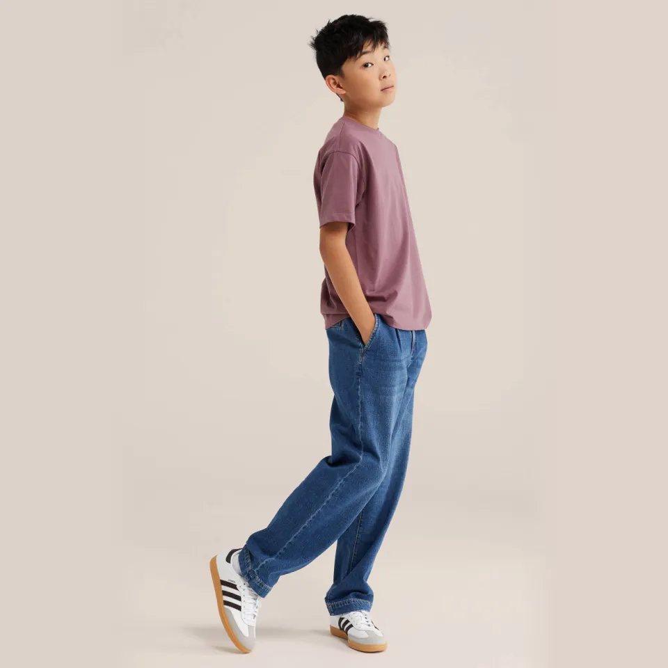 WE Fashion rechtvallend T-shirt met backprint donkerpaars, foto 2