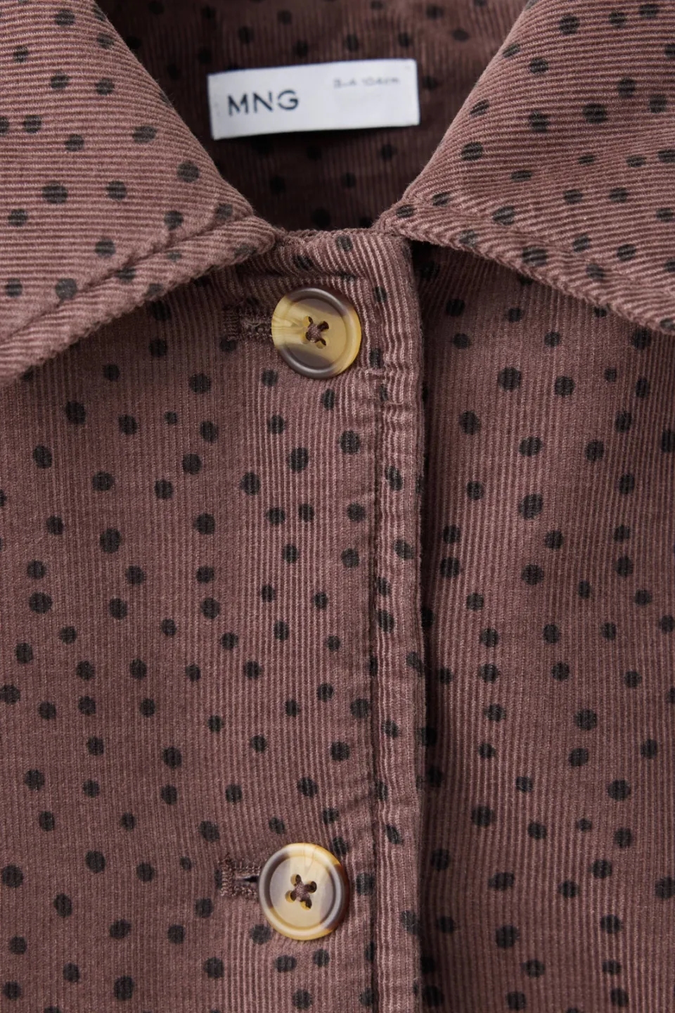 Mango corduroy tussenjas met stippen bruin/zwart, foto 4