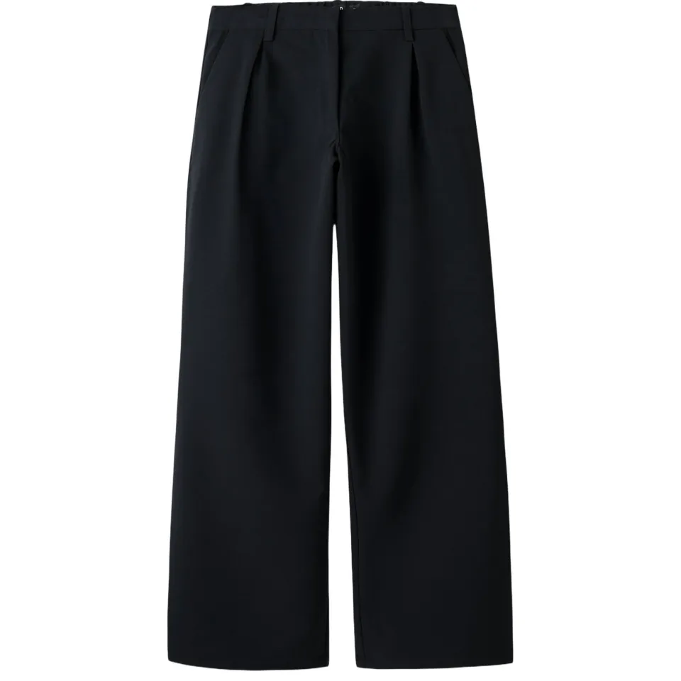 LMTD wide leg broek met plooien zwart, foto 2