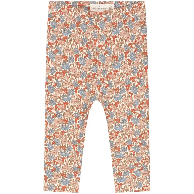 A Tiny Story katoenen slim fit babybroek met print beige, foto 2