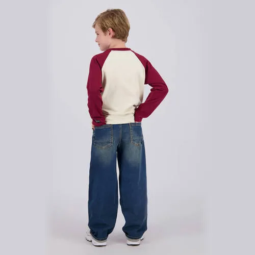 Vingino Hilden longsleeve ecru met donkerrood, foto 3