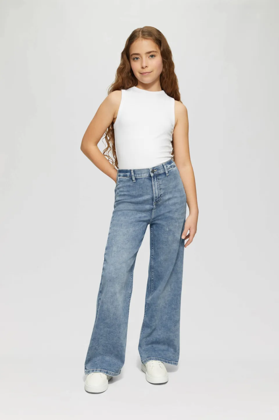 s.Oliver wide leg high waist jeans medium blue denim, foto 4